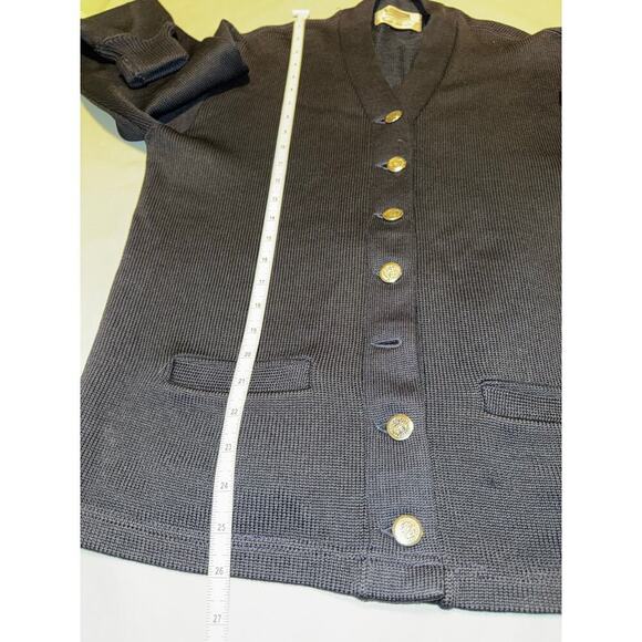 2/$35 Vintage Academia Old Money Custom 100% Wool Navy cardigan Womens Medium - Picture 6 of 9